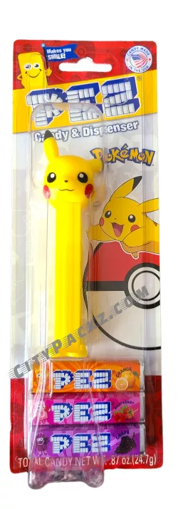 The Pikachu PEZ  dispenser was introduced in 2019. It comes with two PEZ candy refills and is packaged in a PEZ branded bag. The candy is peanut, tree nut, and gluten free. The Squirtle PEZ dispenser is part of the Pokémon PEZ collection, which also includes Pikachu, Deoxys, Weavile, Lucario, and Mew.


This is a test