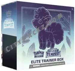 Pokémon TCG: Sword and Shield-Silver Tempest Pokémon Center Elite Trainer Box

An ominous rumble echoes in the distance, and Lugia VSTAR emerges from the ocean’s depths to answer its call! Uncharted territory lies waiting to be explored alongside Alolan Vulpix VSTAR, while Serperior, Unown, and Mawile join the expedition as Pokémon VSTAR, and a legendary battle awaits as Regieleki VMAX and Regidrago VSTAR awaken from slumber. Discover powerful partnerships in the Trainer Gallery, and set a course for adventure with the Pokémon TCG: Sword and Shield—Silver Tempest expansion!

This Pokémon TCG: Sword and Shield—Silver Tempest Pokémon Center Elite Trainer Box can be found only at Pokémon Center and comes with exclusive accessories—an extra set of card sleeves and a metallic coin—plus 10 booster packs (two more than in a standard Elite Trainer Box).

-10 Pokémon TCG: Sword and Shield—Silver Tempest booster packs
Each booster pack contains 10 cards and either 1 basic Energy or 1 VSTAR marker. Cards vary by pack.
-65 card sleeves featuring Alolan Vulpix
-65 card sleeves featuring Lugia
-45 Pokémon TCG Energy cards
-A player’s guide to the Sword and Shield—Silver Tempest expansion
-6 damage-counter dice
-1 competition-legal coin-flip die
-1 metallic Pokémon coin featuring Alolan Vulpix
-2 acrylic condition markers
-1 acrylic VSTAR marker
-A box to hold everything, with 4 dividers to keep it organized
-A code card for Pokémon Trading Card Game Live
More Details:
-Item Dimensions: 7.4 x 3.4 x 6.5 IN
-Country Of Origin: Printed in the USA. Card Sleeves, Dice, and Condition Markers made in China.
-Materials: Paper / acrylic / polyresin / polypropylene
-Recommended Age: 6+ Years
-Item Weight: 1.7 LB